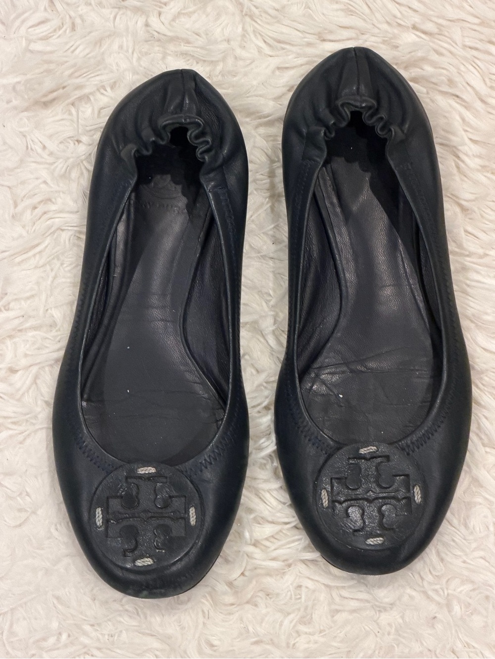 Tory Burch Reva Black Leather Ballet Flats *Estimated* Size 7 Women’s Shoes
